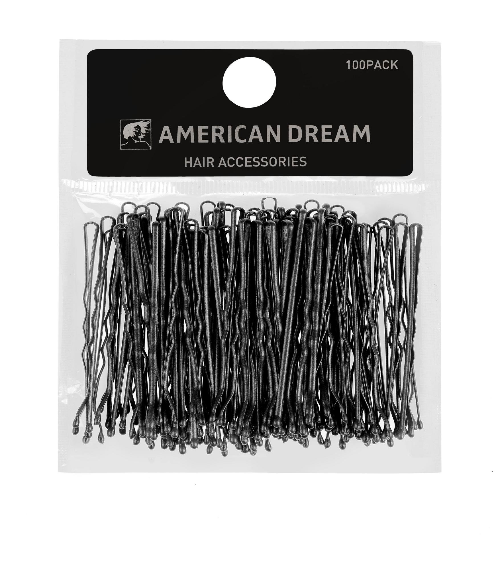 American Dream Wavy Bobby Pins, 3.8 cm, Black, 100-Count
