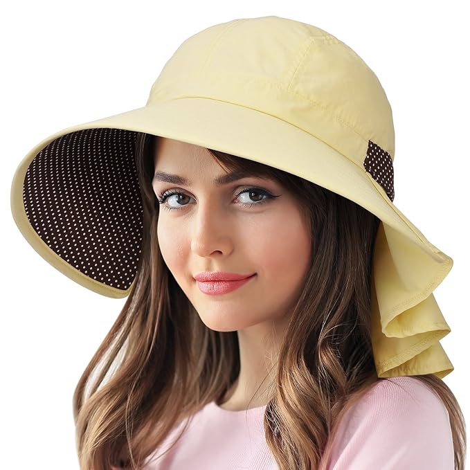 Sun Protection Hats for Women Hiking Garden Safari w/Flap Neck Cover