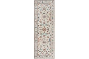Gertmenian Printed Indoor Boho Area Rug - Non Slip, Ultra Thin, Super Strong, Printed Rug - Home Décor for Entryway, Bedroom, Living Room - 2x6 Runner, Cullen Cream Multi, 28545