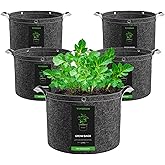 VIVOSUN 5-Pack 10 Gallon Grow Bags, 500G Thick Nonwoven Fabric Pots with Strap Handles, Multi-Purpose Rings, for Low Stress Plant Training Fruits, Vegetables, and Flowers