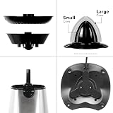 Duronic JE6SR Electric Citrus Juicer 100W Silver Stainless Steel 2 Cones view 3