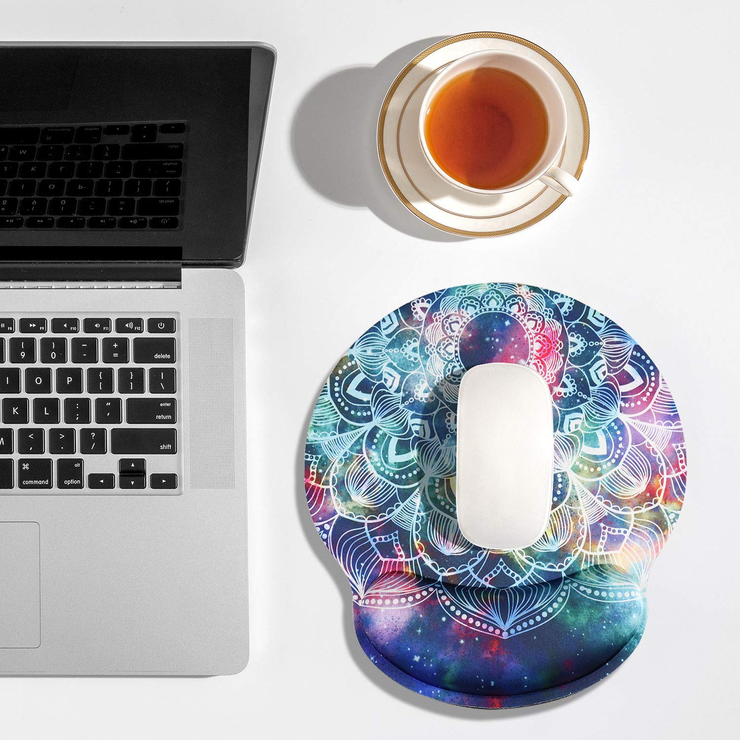 HILUCKI Mouse Pad Ergonomic Mouse Mat with Wrist Support Rest Memory Foam Computer Mouse Pad with Nonslip Rubber Base for Home, Office, Laptop, Gaming (MB-005)