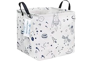 LANGYASHAN Square Storage Baskets Waterproof Canvas Children Laundry Nursery Hamper for Shelves Gift Baskets Toy Organizer Room Decor (Square spaceship)