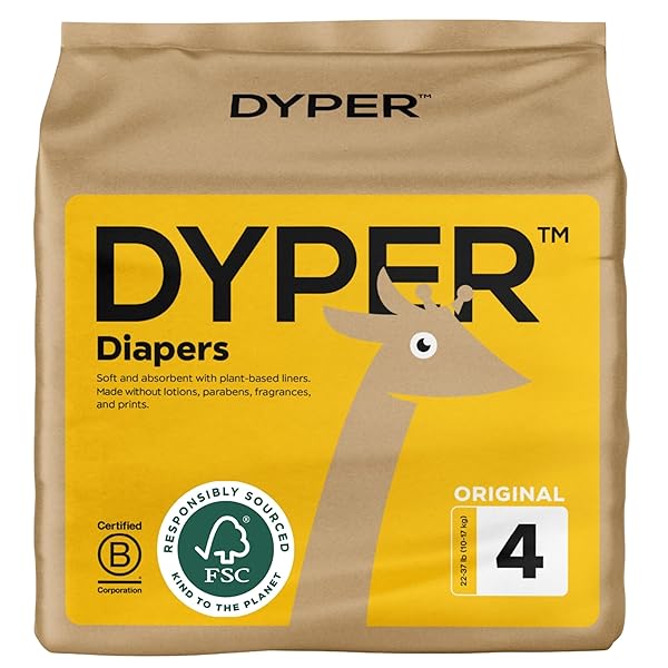 DYPER – BABY DIAPERS HYPOALLERGENIC CLOTH ALTERNATIVE DAY & OVERNIGHT PROTECTION – MADE WITH PLANT-BASED* & HONEST INGREDIENTS – SIZE 4 (24 COUNT)