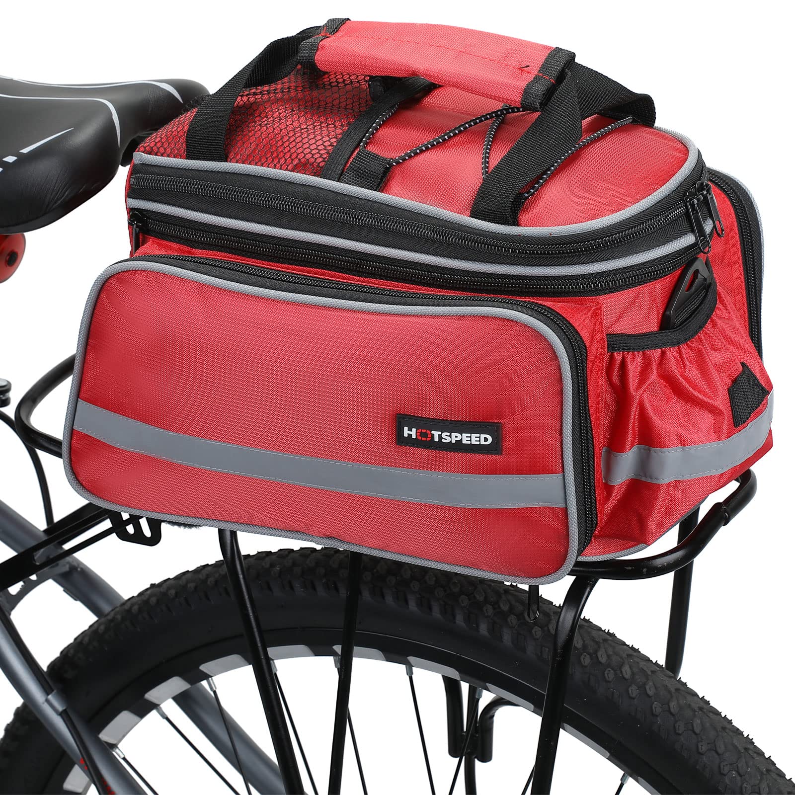 BAIGIO Waterproof Bicycle Pannier Carrier Bag Waterproof Rear Storage Bag for Cycling MTB Sport Travel with Cover (Red)
