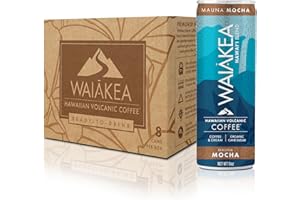 Waiakea Hawaiian Volcanic Coffee | Mauna Mocha Ready to Drink Canned Coffee 11oz