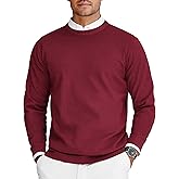 COOFANDY Mens Crew Neck Sweaters Long Sleeve Lightweight Knit Dress Pullover Sweaters