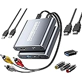 VHS to Digital Capture Card &ndash; USB Video Capture Card with HDMI Loop Out, RCA AV to USB for VCR/DVD/Hi8/PS2/Wii, 1080P 30fps Analog to Digital Converter, Effortless Record &amp; Preview Old Videos on TV/PC