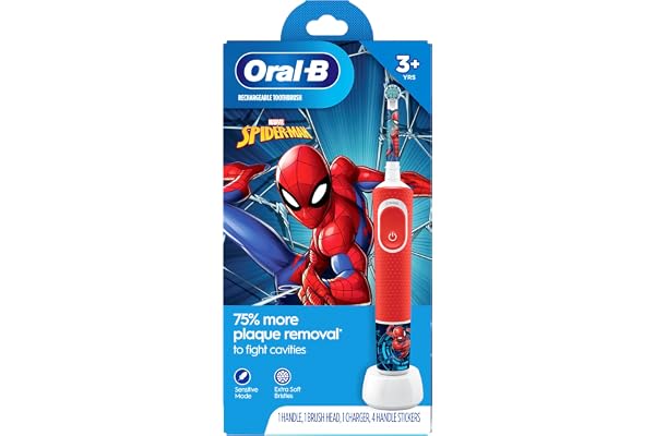 Oral-B Kids Electric Toothbrush featuring Marvel's Spiderman, for Kids 3+