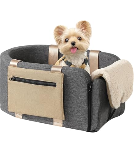 Dog Car Booster Seat For Small/Medium Dogs Up To 35 Lbs - Memory Foam, Anti-Slip, With Safety Leash & Storage