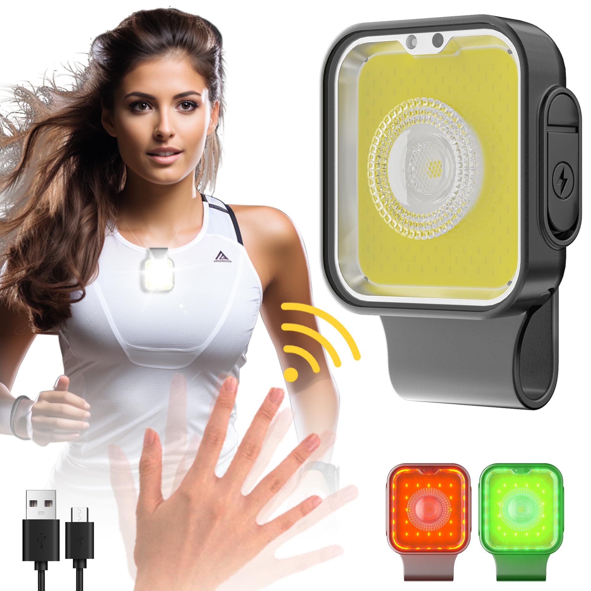 Photo 1 of Yls Running Light, Rechargeable Clip on Running Lights, 12 Modes, Motion Sensor, Magnetic, Dog Lights for Night Walking, Camping, Outdoor Adventure