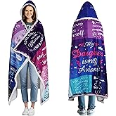 Mother's Day Daughter Gifts from Mom Birthday Gift Sherpa Flannel Wearable Hoodie Blanket Gifts for Adult Daughter