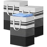Enjamyo 3 Pack Large Laundry Baskets, 75L Collapsible Laundry Basket, Clothes Hamper with Easy Carry Handles, Freestanding Waterproof Hamper for Laundrys Room, Bedroom, Bathroom, College Dorm
