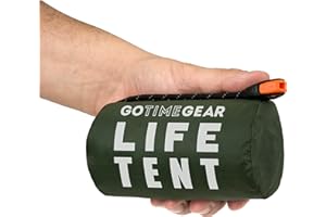 Go Time Gear Survival Life Tent • 2 Person Mylar Emergency Shelter Tube Tent + Paracord • All-Weather Protection for Camping, Hiking, & Survival Kits • Includes Emergency Whistle
