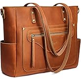 S-ZONE Women Genuine Leather Tote Bag Large Shoulder Purse Vintage Crossbody Work Handbag
