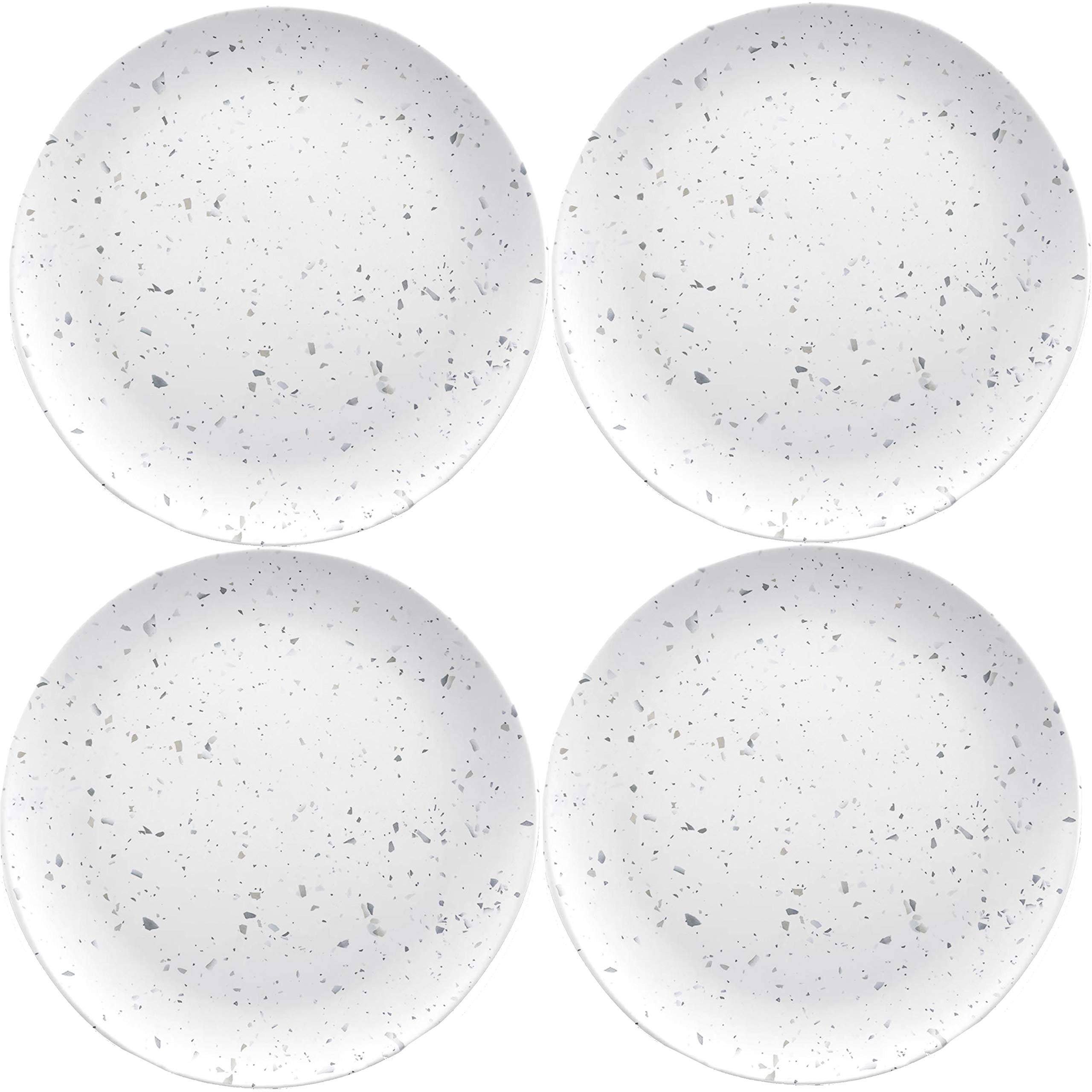 Auntie Morags White Terrazzo 26cm Melamine/Plastic Outdoor/BBQ/Picnic Dinner Plates - Set (4)