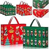 Sweetude 6 Pcs Christmas Large Nutcracker Gift Bags with Handle 16inch Birthday Gift Tote Christmas Goodie Candy Treat Wrapping Bag Reusable Non Woven Shopping tote for Xmas Party Favor