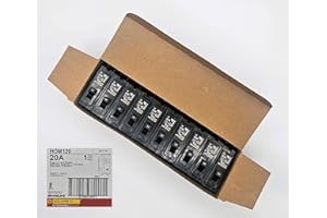Square D HOM120 Circuit Breaker, 10 Pack, Homeline, 20 Amps, 120 Volts, UL Listed, 1 Pole, 10kA AIR, Standard Type, Plug in, Qty 10
