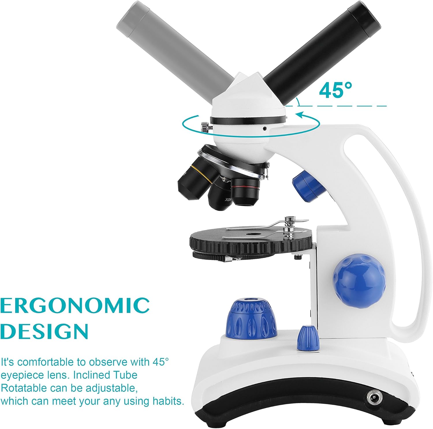 Microscopio Ottico Per Bambini 64X-2400X - Con Supporto Telefono, Luce LED, Per Scuola