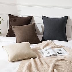 MIULEE Decorative Linen Euro Sham Pillow Covers