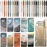 Feifeiya 50 Sets Christian Party Gifts Bulk Religious Pens Bible Verse Emergency Numbers Bookmarks Christian Catholic Gifts for Women Men Church Sunday School Favor(Neutral Color,Spanish)