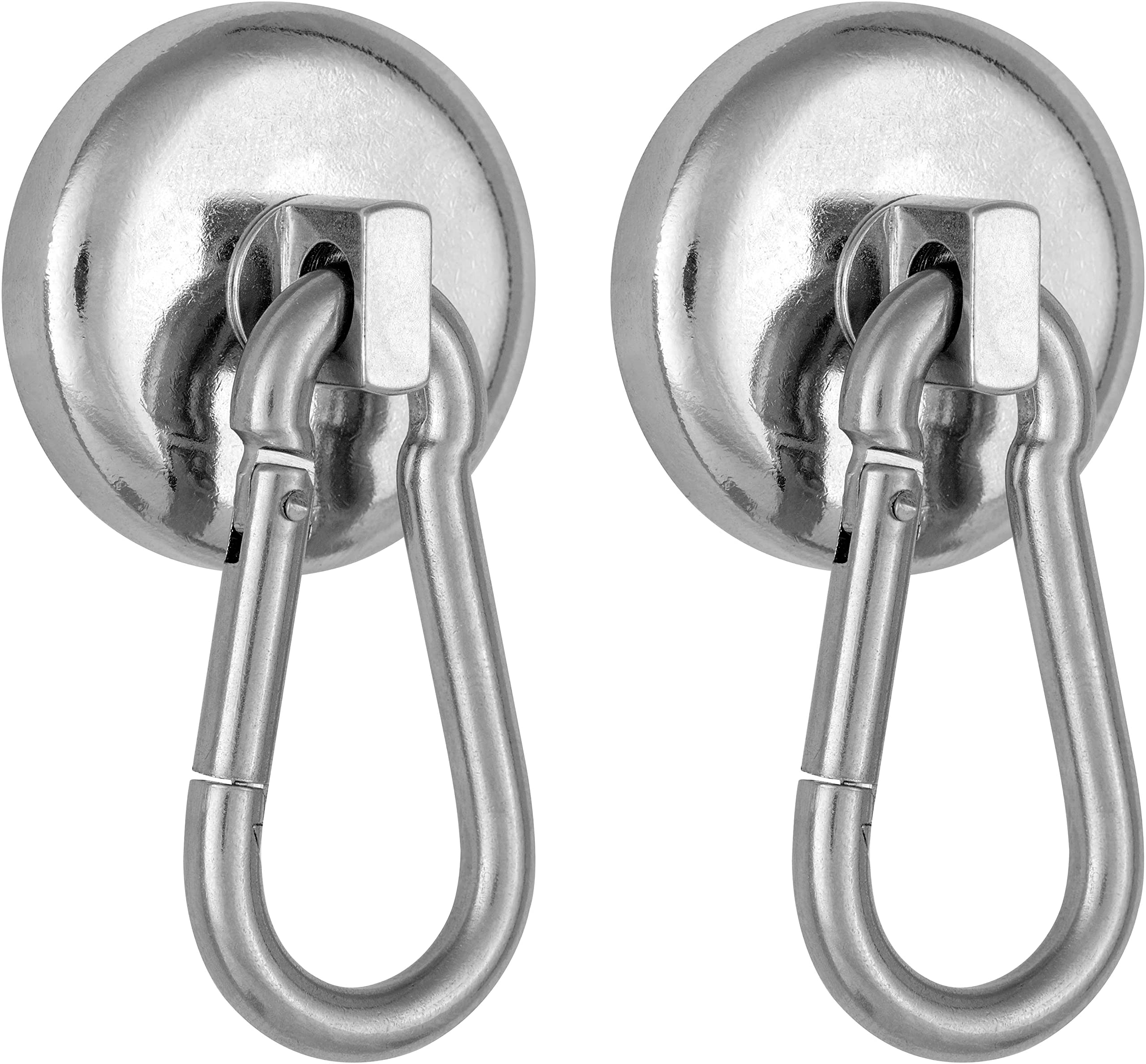 POPPSTAR Carabiner Magnet Extra Strong, 2X (35kg Clamping Force) Neodymium Hook Magnets with Rotatable Carabiner