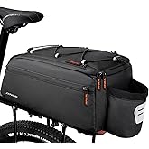 JXFUKAL Bike Bags for Bicycle Rear rack, 13L Supportive Bike Rack Bag Built-in Rigid side & Base Panel, Waterproof Reflective Ebike Trunk Pannier Saddle Seat Bag Carrier for Commuter Travel Outdoor