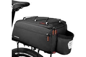 JXFUKAL Bike Bags for Bicycle Rear rack, 13L Supportive Bike Rack Bag Built-in Rigid side & Base Panel, Waterproof Reflective Ebike Trunk Pannier Saddle Seat Bag Carrier for Commuter Travel Outdoor