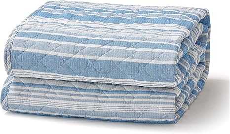 Amazon Bedsure 敷きパッド シングル 夏 ベッドパッド 綿100 べっとぱっと 洗える 敷パッド コットン ブルー しじら織り ひんやり 夏用 和風 100 5cm シングルサイズ ベッドパッド 敷きパッド オンライン通販