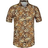 Lars Amadeus Men's Animal Print Shirt Short Sleeves Button Down Casual Summer Printed Shirts