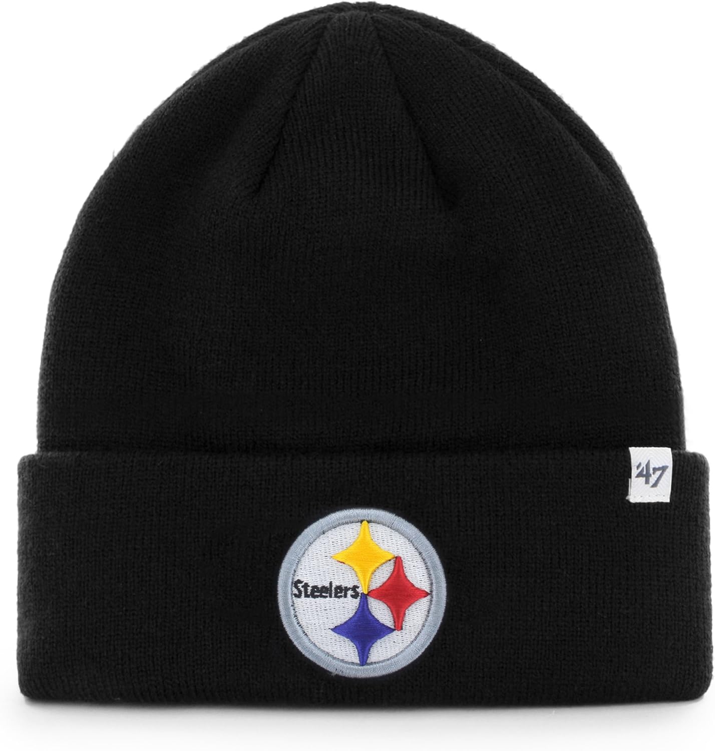 NFL Pittsburgh Steelers '47 Raised Cuff Knit Hat, Black, One Size : Sports Fan Beanies : Clothing