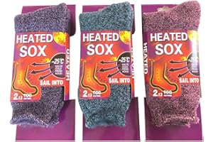 NY GOLDEN FASHION 3 Pairs Women Heated Sox Thermal Insulated Winter Heavy Duty Thick Crew Socks (Mix 3 Pairs (Purple/Blue/Pink))