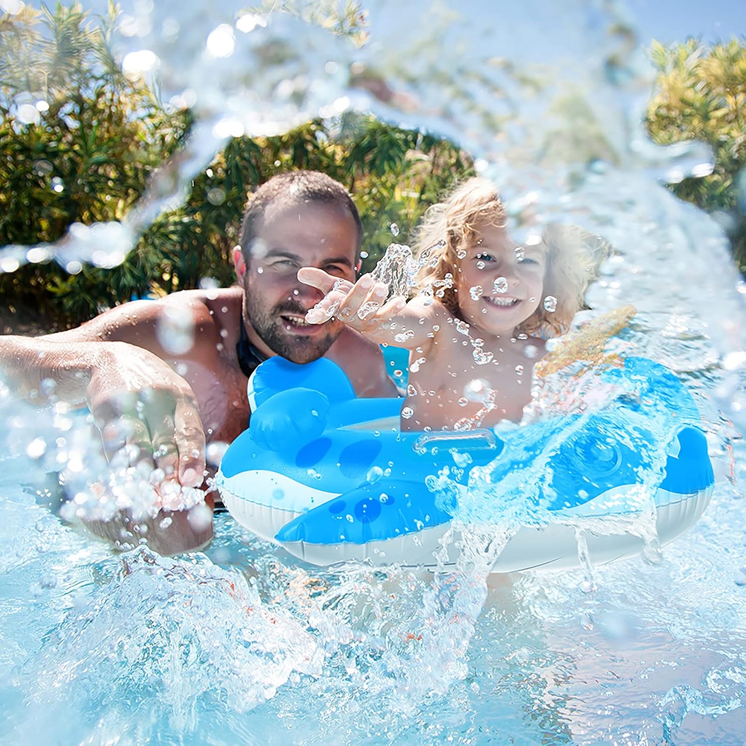 Peradix Bouee Gonflable Bebe Baleine New Cadeau De Boue Bebe Piscine Pour Les Enfants Qui Nagent En Ete Uv Protection Solaire Parapluie Bleu Amazon Fr Jeux Et Jouets