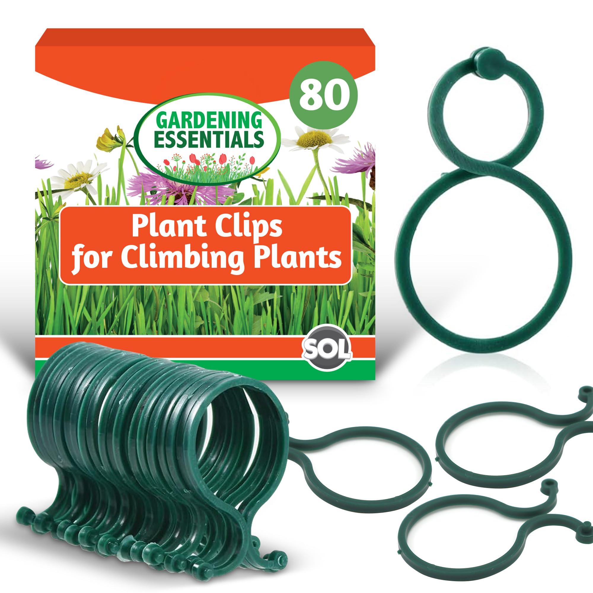 SOL 80pk Plant Clips for Climbing Plants – Durable Reusable Garden Clip for Vine Training and Support – Easy to Use Plant Fasteners for Indoor and Outdoor Gardening Organisation