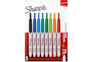Sharpie Retractable Permanent Markers, Ultra Fine Point, Assorted Colors, 8 Count