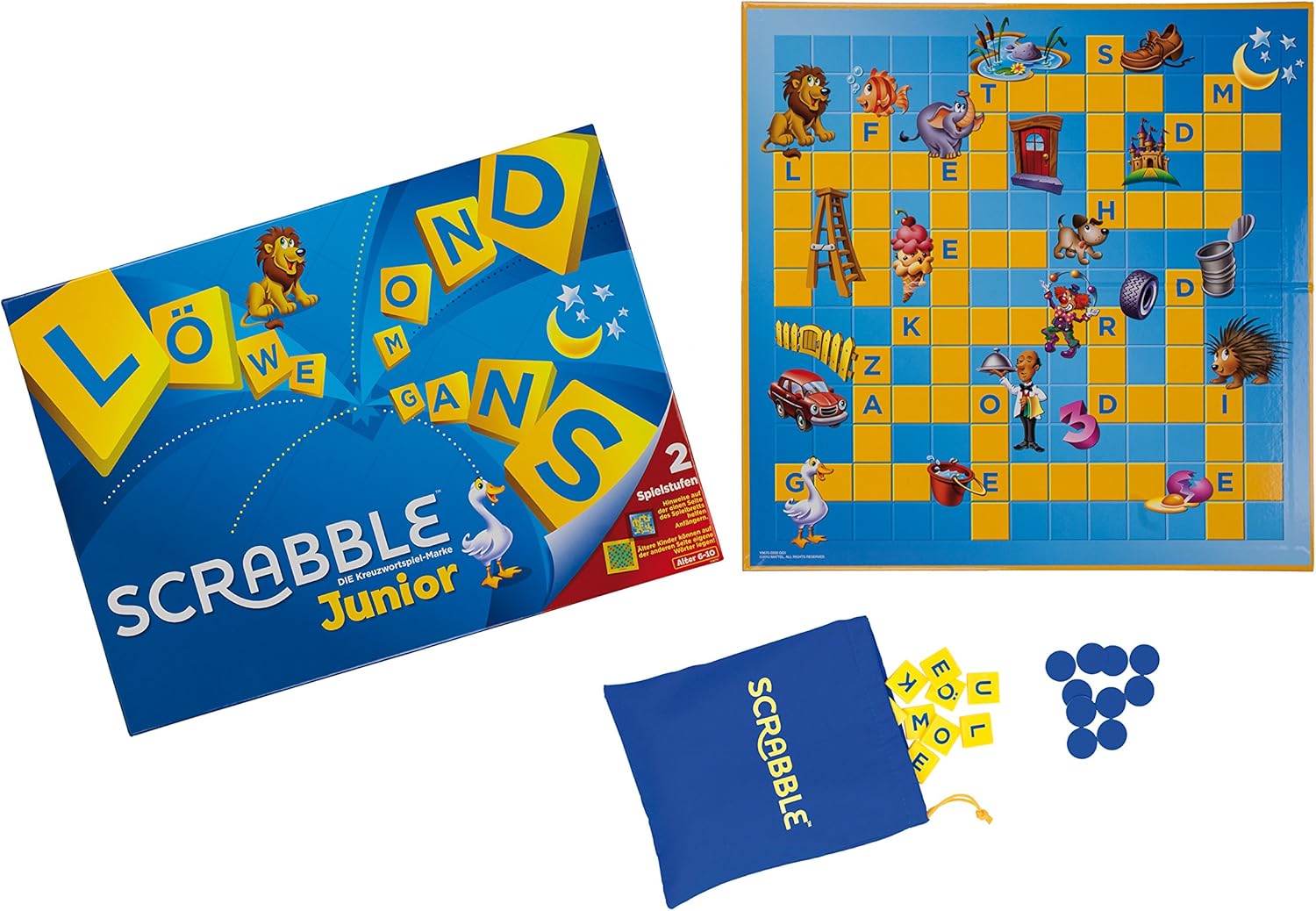 Mattel Games – Scrabble Junior – Versione Tedesca – Gioco Da Tavolo Per Bambini Con Due Livelli Di Difficoltà, Y9670 - 3