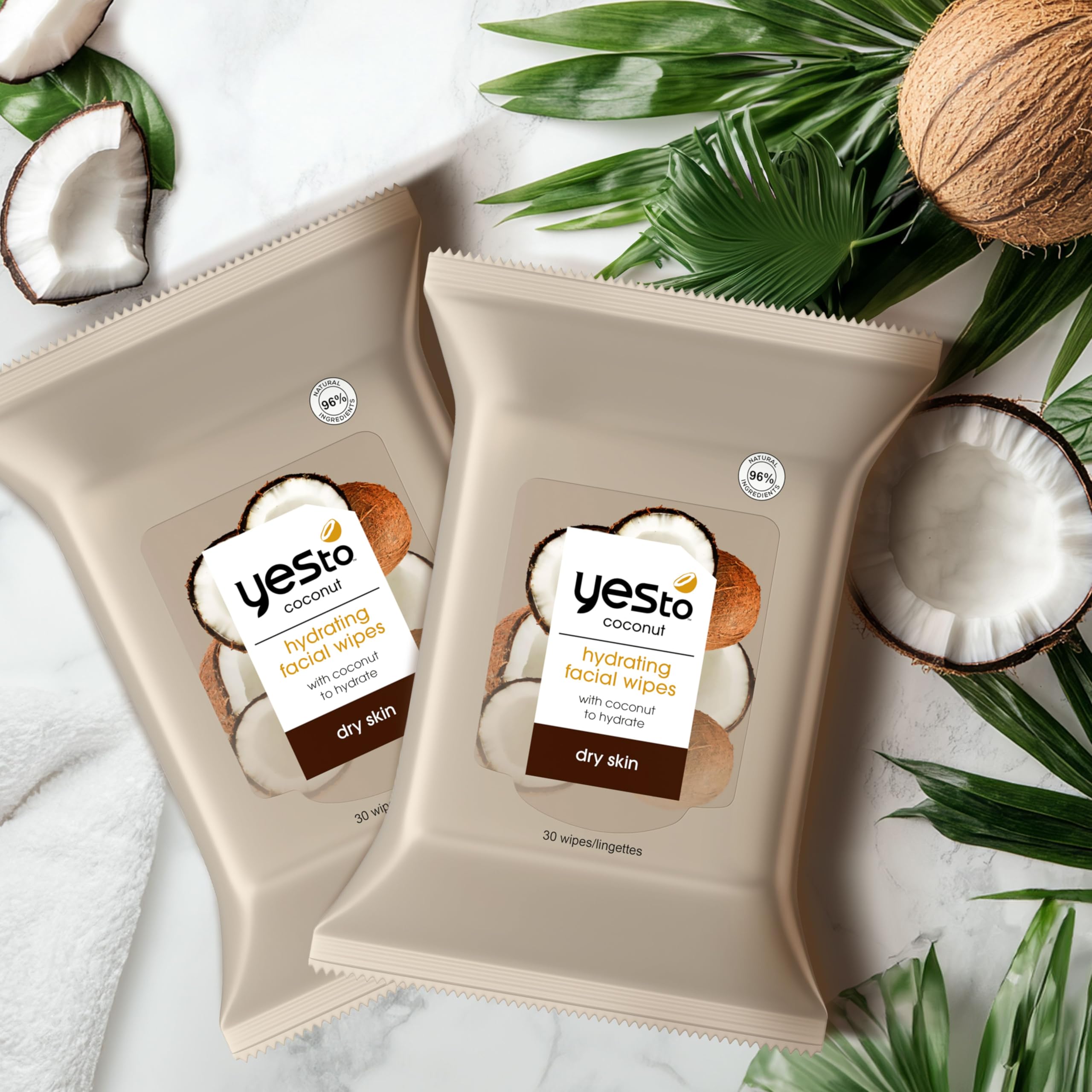 Yes To Coconut Cleansing Wipes, Brown, 30 Count