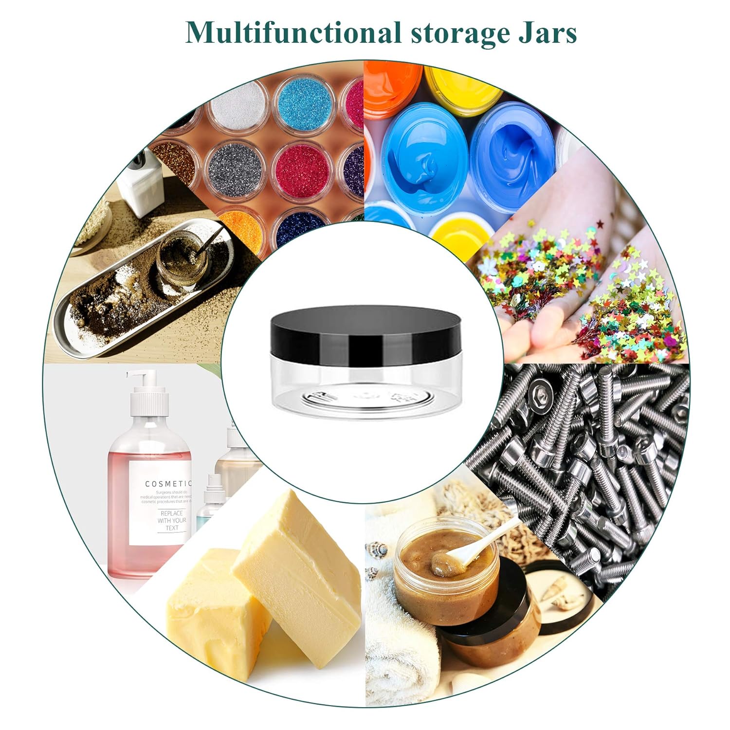 2oz Plastic Jars with Lids 36PCS Small Cosmetic Slime Containers Clear Travel Round Jars Empty Sample Containers Leak Proof Pot Jars with Black Lids for Lotion and Cream Acrylic Powder Lip Scrubs : Beauty