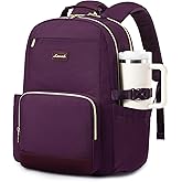 LOVEVOOK Laptop Backpack for Women with Pouch Pocket for Large Capacity Cup,15.6 Inch Laptop Computer Bag Travel Backpack Purse,Waterproof Work Business Backpack College Teacher Bags,Dark Purple