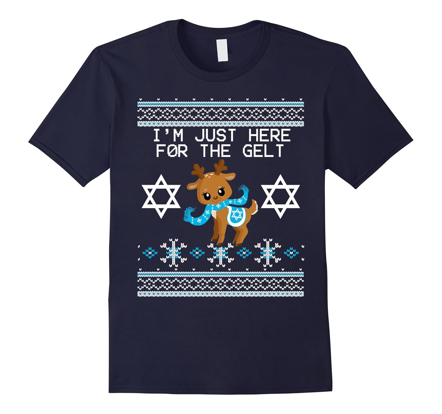 Ugly Hanukkah Sweater I'm Just Here For The Gelt Reindeer-ANZ