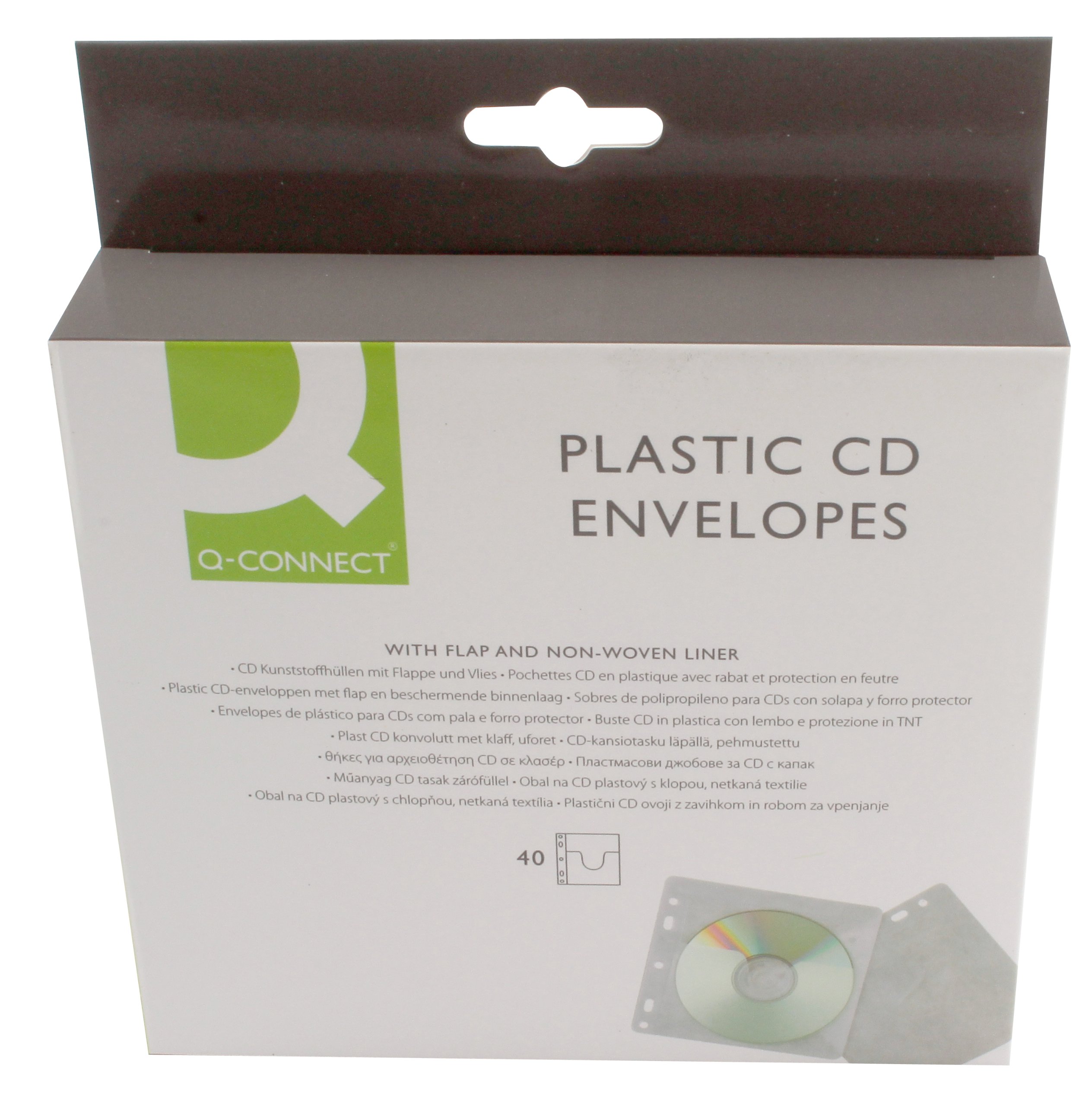CD Envelopes For 2 CD/DVD Q-CONNECT Clipped 40pcs White/Computer Accessories/Type-Wih Perforation/Kind-CD/DVD/Material-PP/Colour-Transparent/white