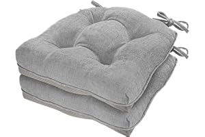 cozyide Chair Cushions for Dining Chairs, 17" x 17" Non-Slip Kitchen Chair Pads with Adjustable Ties, Memory Foam Indoor Chair Cushions for Dining Room, Light Grey (Pack of 2)