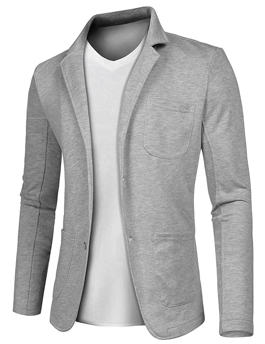MAXMODA Herren Slim Fit Sakko V-Ausschnitt Anzugjacken Zwei-knopf Blazer mit Vordertasche
