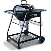 SnS Grills 22-Inch Charcoal Grill and Smoker &mdash; MasterKettle with Patented Slow &lsquo;N Sear Deluxe Insert, 304 Stainless EasySpin Grate, Integrated Side Table, 10-Year Warranty.