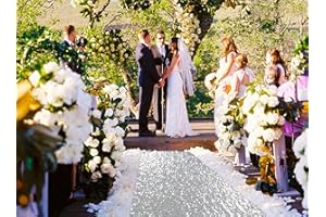ShiDianYi 2ft x15ft Silver Sequin Glitter Aisle Runner Rug - Sparkling Wedding, Graduation, Birthday Party Decor Walkway Carpet (Indoor/Outdoor Use, Durable Fabric)