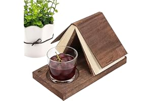 Wooden Book Stand,Wooden Page Rest | Book Stand for Reading with Cup Holder - for Bedside Nightstand Desktop Study Library Ho