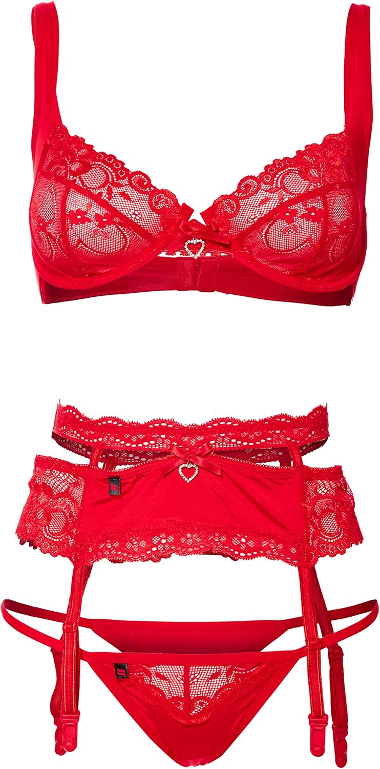 Obsessive Heartina Set of 3, Small, Red, Rouge S/M