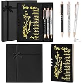 Affrolling 5 Pcs Christian Gifts for Men Women Church Religious Gifts A6 Bible Leather Notebook Pens with Box Prayer Journal for Bible Study Teacher Pastor's Wife Godmother(Black)