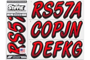 STIFFIE Whipline Red/Black 3" Boat & PWC Registration Decals • Numbers Letters Stickers