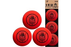 ACE HOCKEY Street Hockey Balls – 3-Pack with Mesh Bag – No-Bounce Outdoor PVC Play Balls for Street, Roller & DEK Hockey – Official Size 2 5/8" – High Visibility Orange